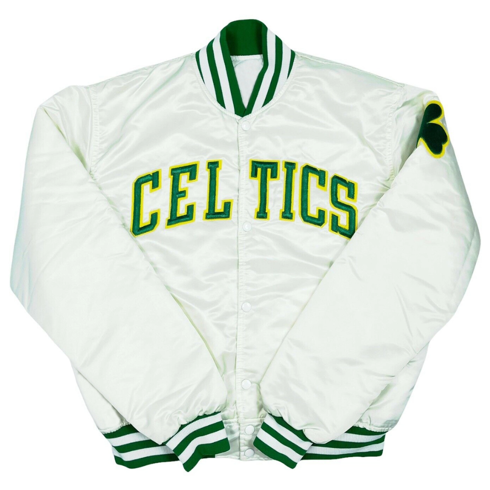 Varsity Satin Full-Snap Boston Celtics City Collection White