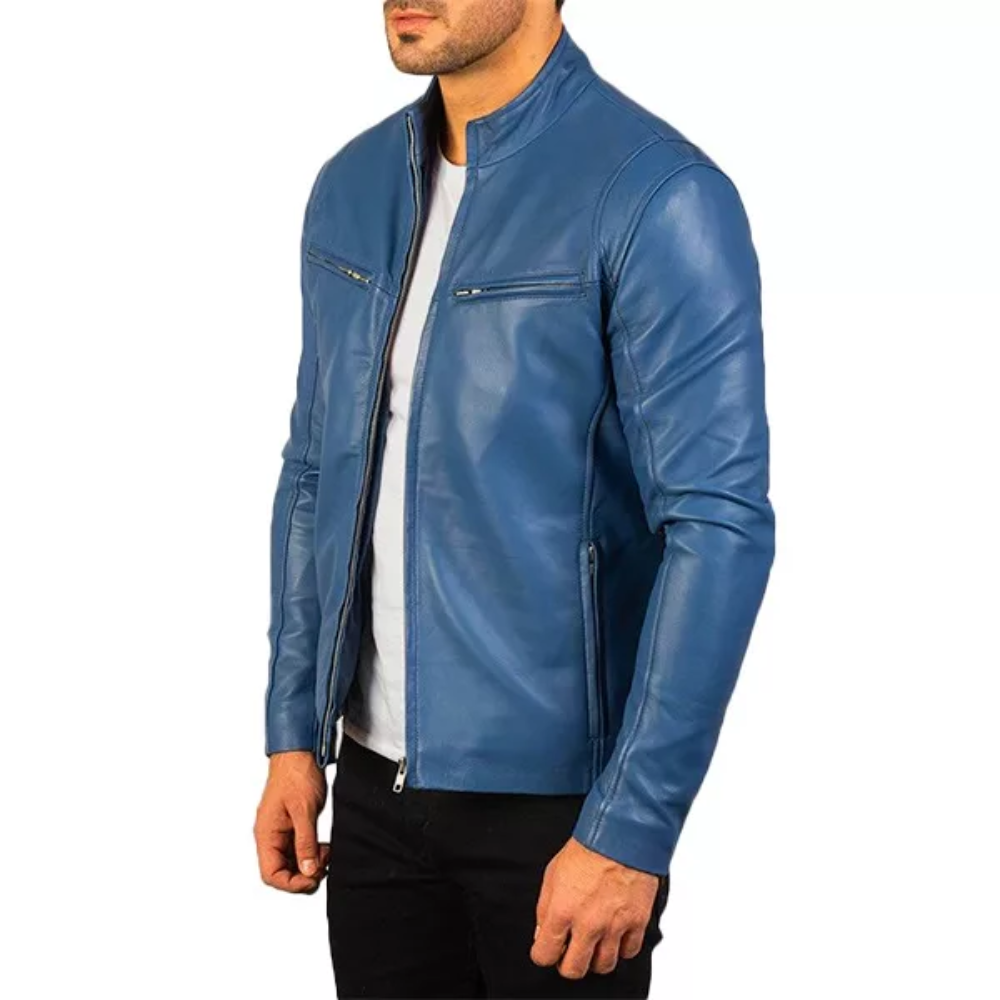 Blue Quilted Jacket Mens