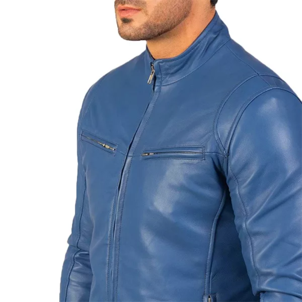 Blue Quilted Jacket Mens