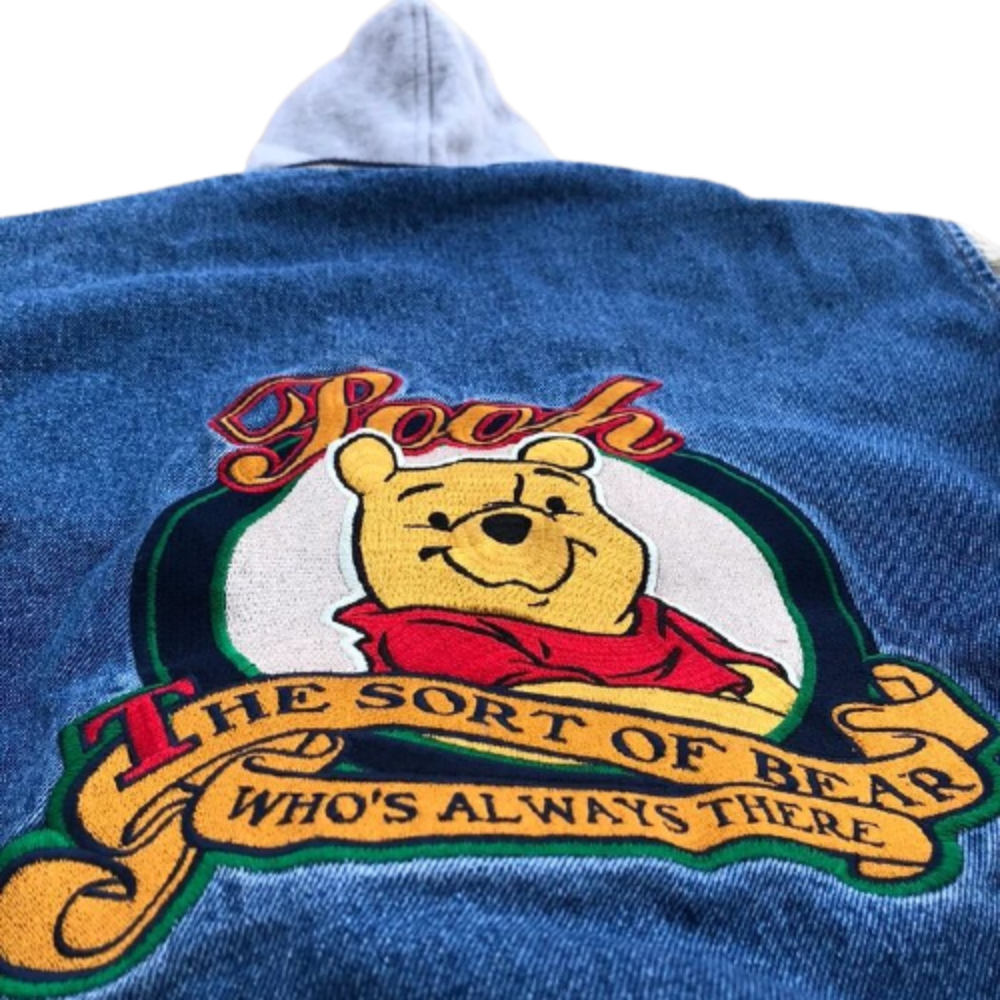 90S Xxxtentacion Varsity Winnie The Pooh Blue Denim Jacket