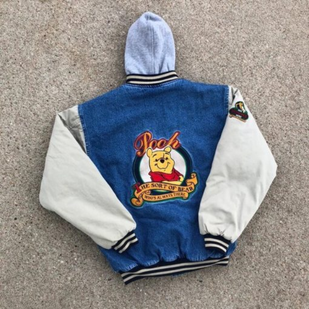 90S Winnie The Pooh Varsity Jacket