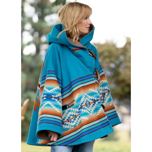 Yellowstone Beth Dutton Blue Hooded Poncho Style Coat