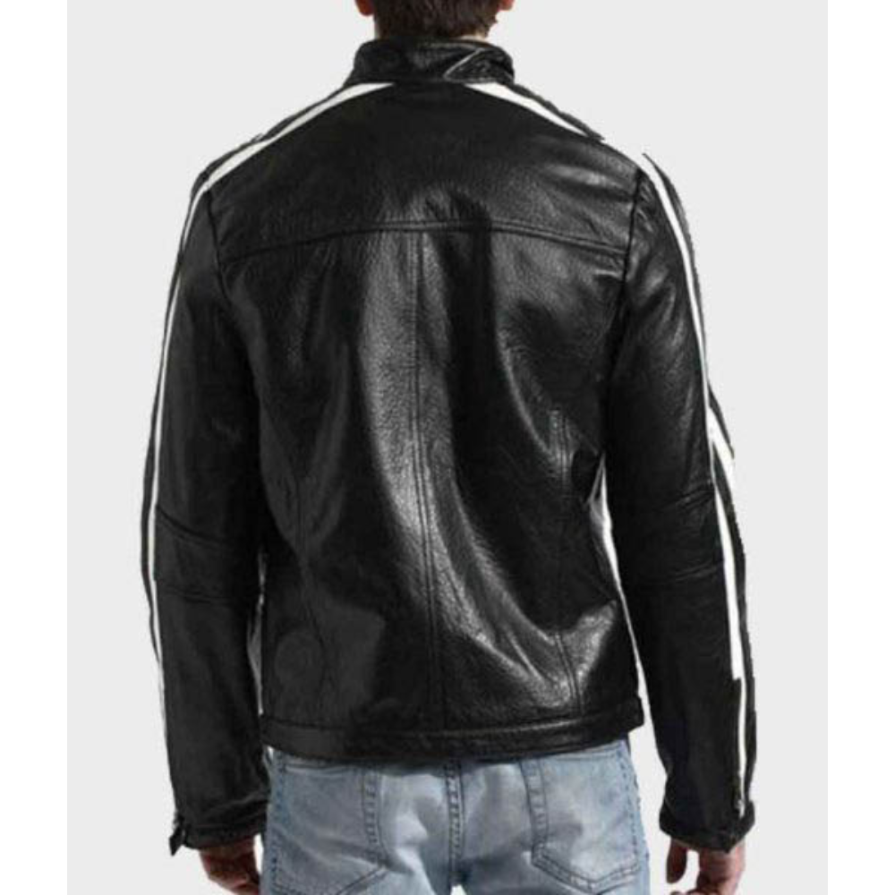 Black Cafe Racer Leather Jacket