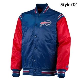 90s Mens buffalo Blue Red Satin Jacket