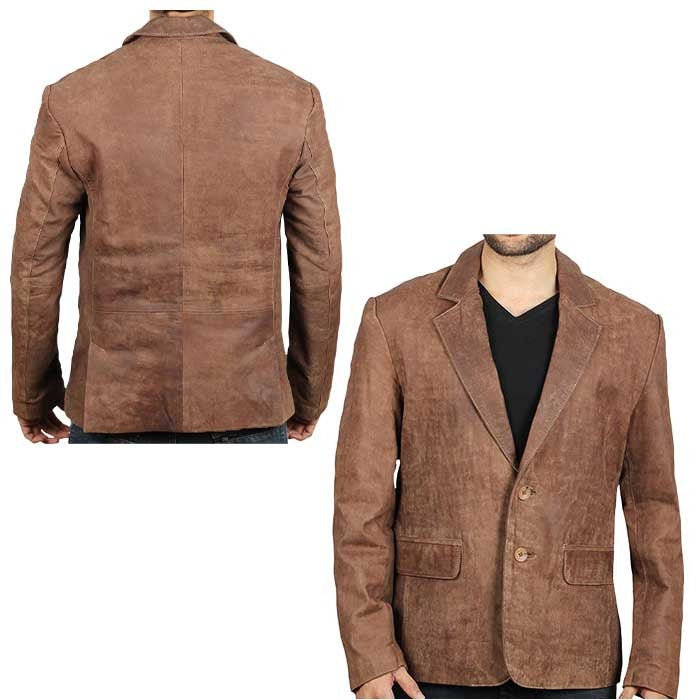 Light Brown Leather Blazer