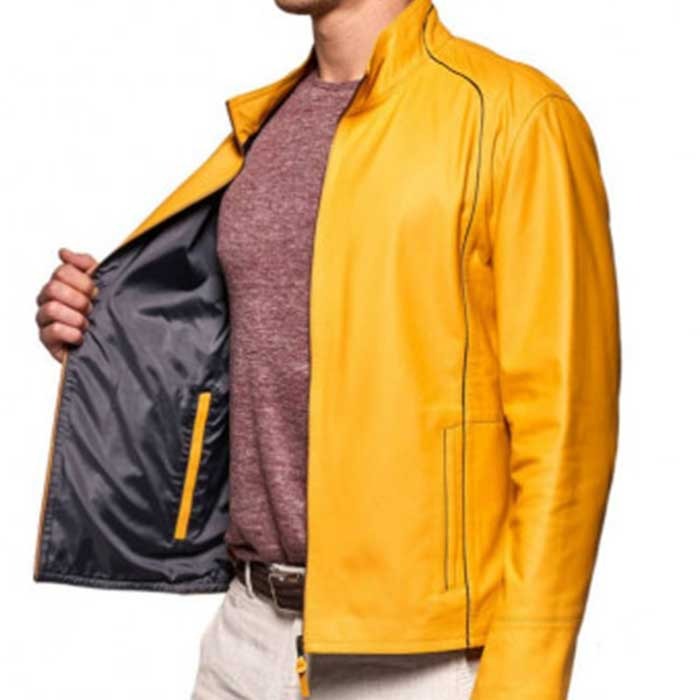 Mustard Yellow Leather Jacket - STYLO ZONE