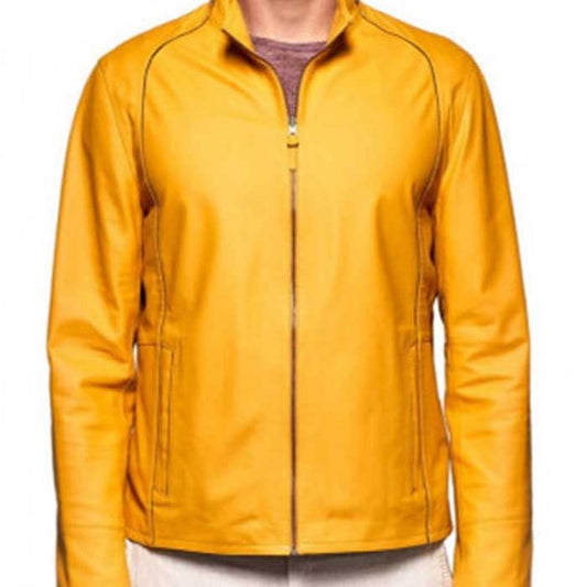 Mustard Yellow Leather Jacket - STYLO ZONE