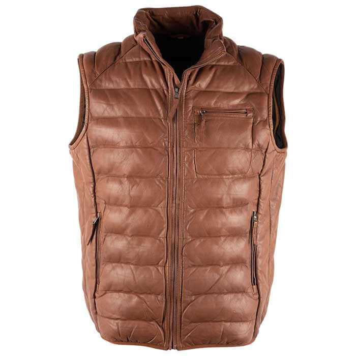 Mens brown leather vest 