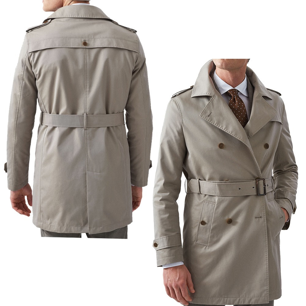 Winter Double-Breasted Ecru Trench Coat